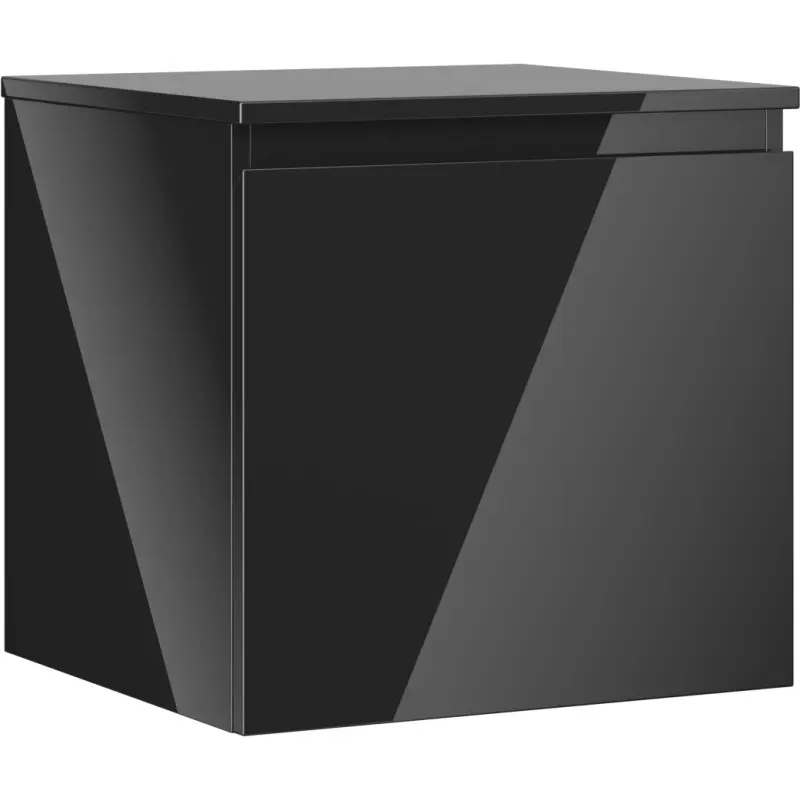 MEXEN/S Orio koupelnová skříňka pod umyvadlo 50 cm s deskou, 1 šuplík, černá lesk 91A10-05047-1-BFC70