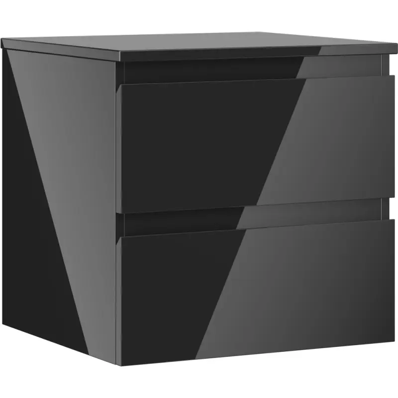 MEXEN/S Orio koupelnová skříňka pod umyvadlo 50 cm s deskou, 2 zásuvky, černá lesk 91A10-05047-2-BFFC70