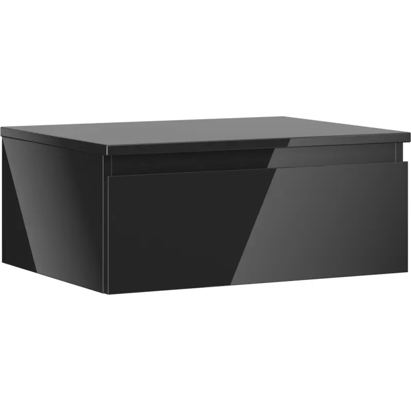 MEXEN/S Orio koupelnová skříňka pod umyvadlo 60 cm s deskou, 1 šuplík,  černá lesk 91A10-06023-1-BFC70