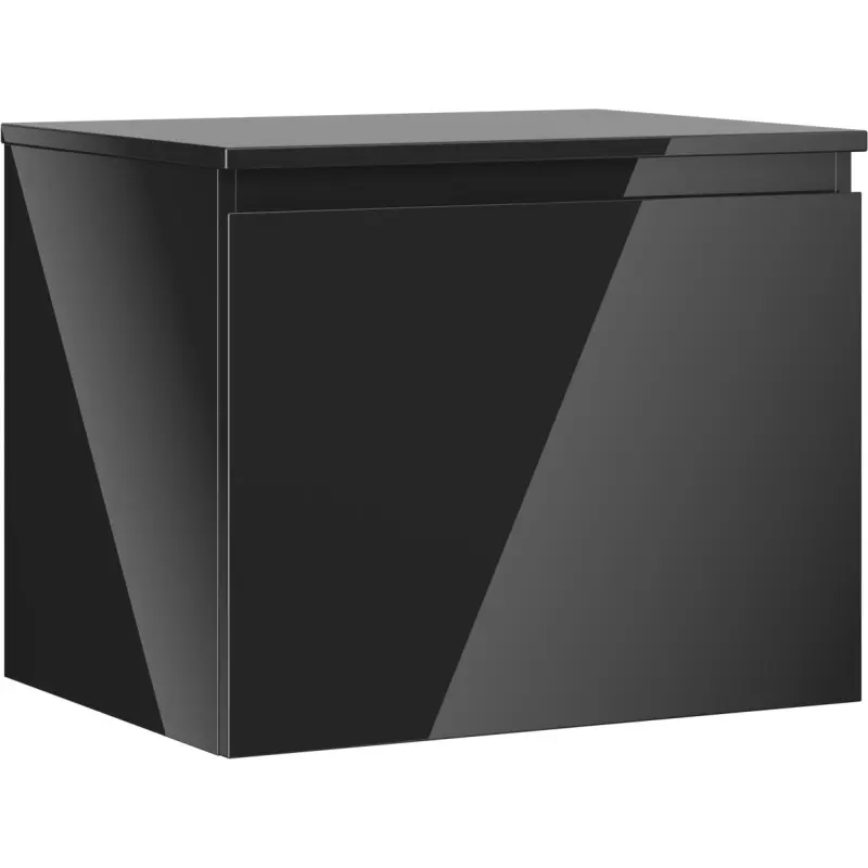 MEXEN/S Orio koupelnová skříňka pod umyvadlo 60 cm s deskou, 1 šuplík, černá lesk 91A10-06047-1-BFC70