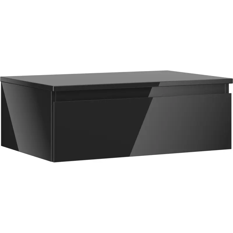 MEXEN/S Orio koupelnová skříňka pod umyvadlo 70 cm s deskou, 1 šuplík, černá lesk 91A10-07023-1-BFC70