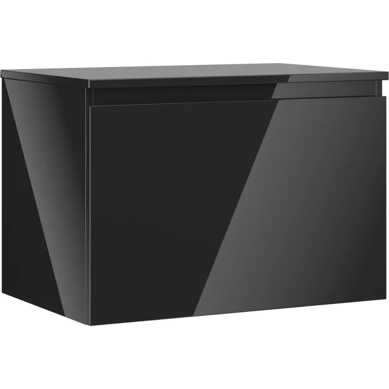 MEXEN/S Orio koupelnová skříňka pod umyvadlo 70 cm s deskou, 1 šuplík, černá lesk 91A10-07047-1-BFC70