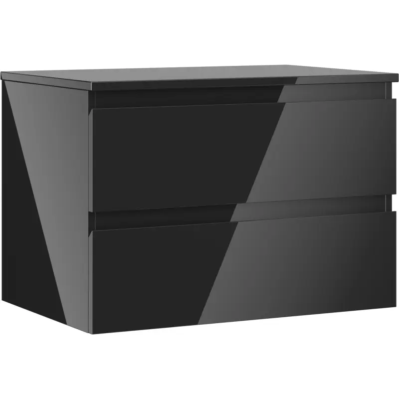 MEXEN/S Orio koupelnová skříňka pod umyvadlo 70 cm s deskou, 2 zásuvky, černá lesk 91A10-07047-2-BFFC70