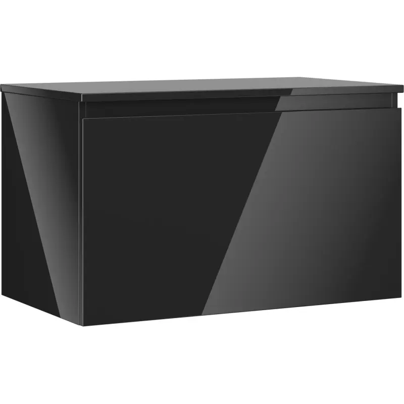 MEXEN/S Orio koupelnová skříňka pod umyvadlo 80 cm s deskou, 1 šuplík, černá lesk 91A10-08047-1-BFC70