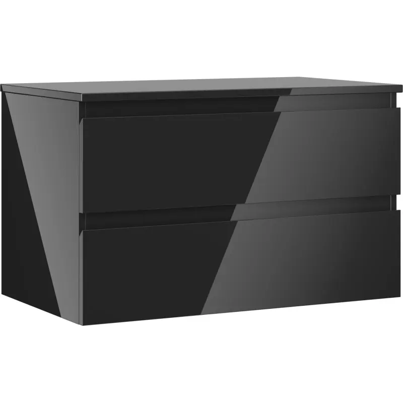 MEXEN/S Orio koupelnová skříňka pod umyvadlo 80 cm s deskou, 2 zásuvky, černá lesk 91A10-08047-2-BFFC70