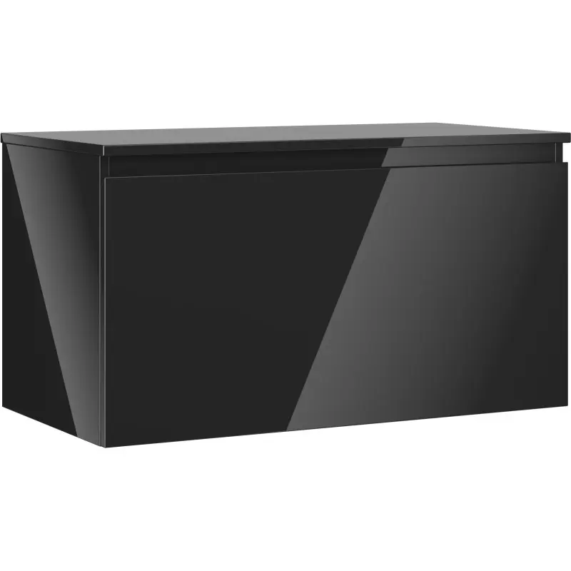 MEXEN/S Orio koupelnová skříňka pod umyvadlo 90 cm s deskou, 1 šuplík, černá lesk 91A10-09047-1-BFC70