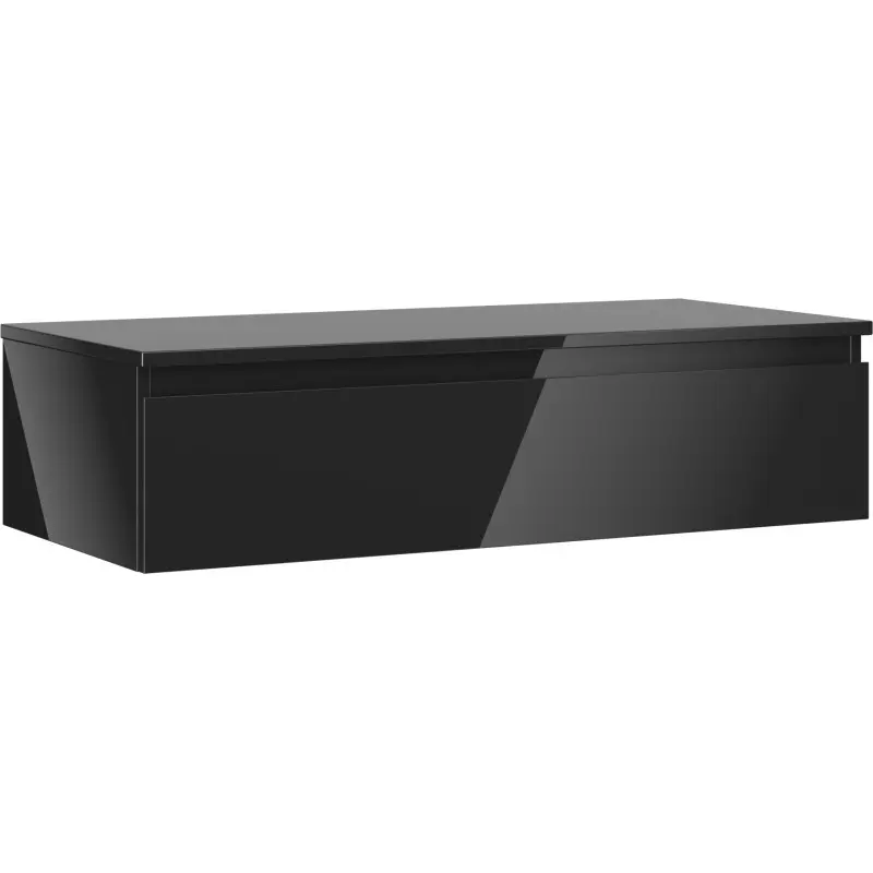 MEXEN/S Orio koupelnová skříňka pod umyvadlo 100 cm s deskou, 1 šuplík, černá lesk 91A10-10023-1-BFC70