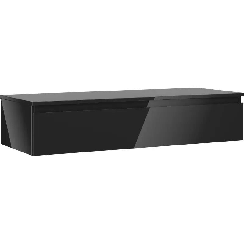 MEXEN/S Orio koupelnová skříňka pod umyvadlo 120 cm s deskou, 1 šuplík, černá lesk 91A10-12023-1-BFC70