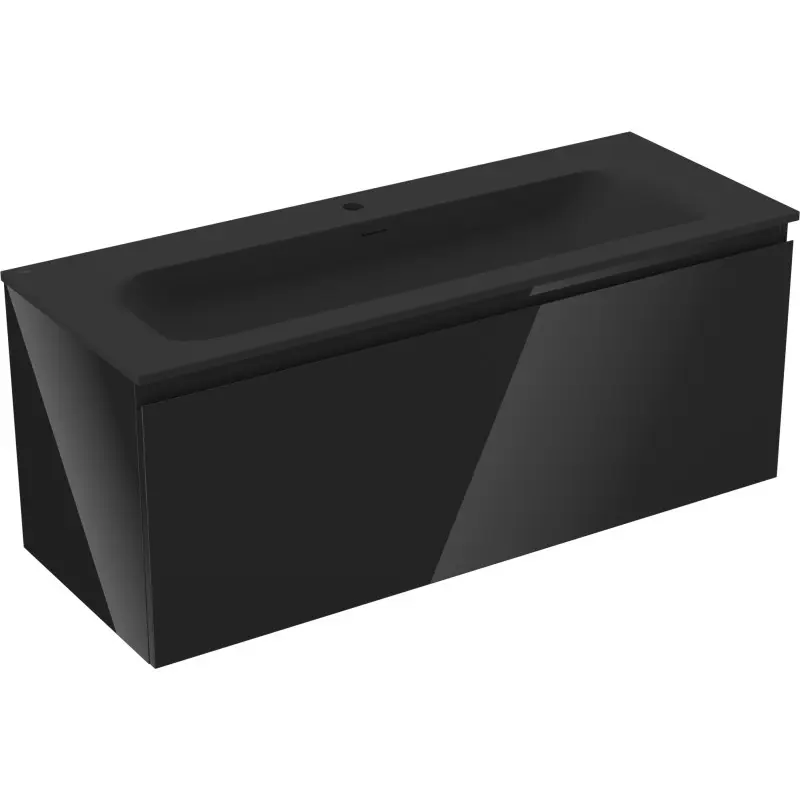 MEXEN/S Orio koupelnová skříňka 120 cm s umyvadlem Vela, 1 šuplík, černá lesk/černá mat 91A10-12047-1-BF70-W23M71