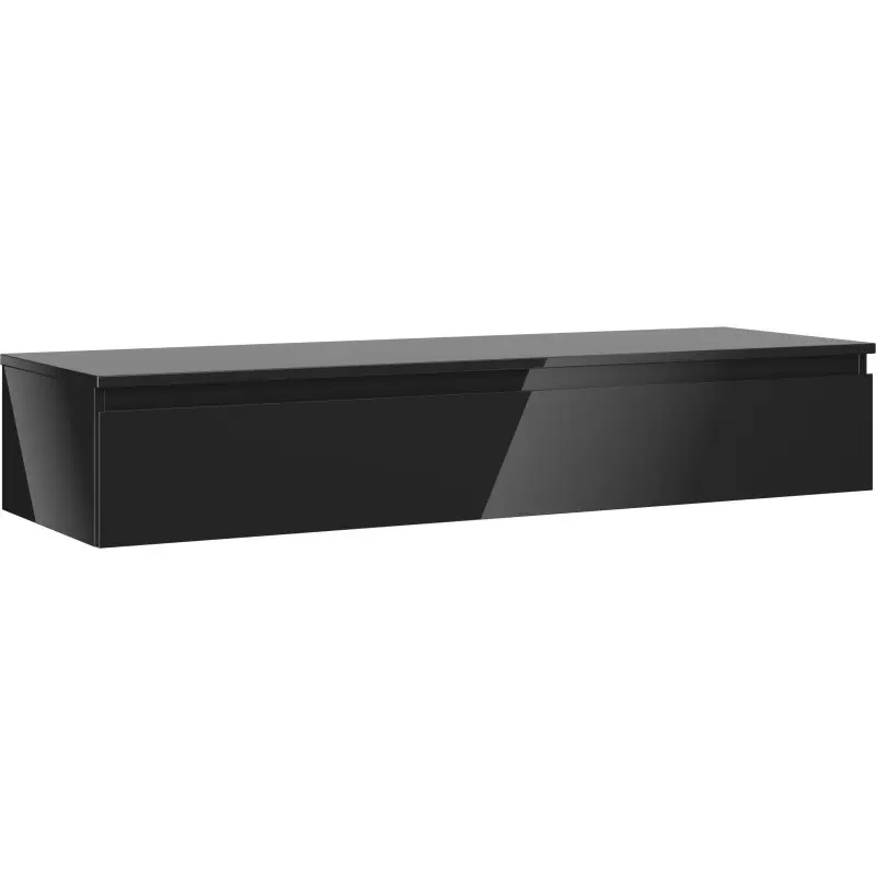 MEXEN/S Orio koupelnová skříňka pod umyvadlo 140 cm s deskou, 1 šuplík, černá lesk 91A10-14023-1-BFC70