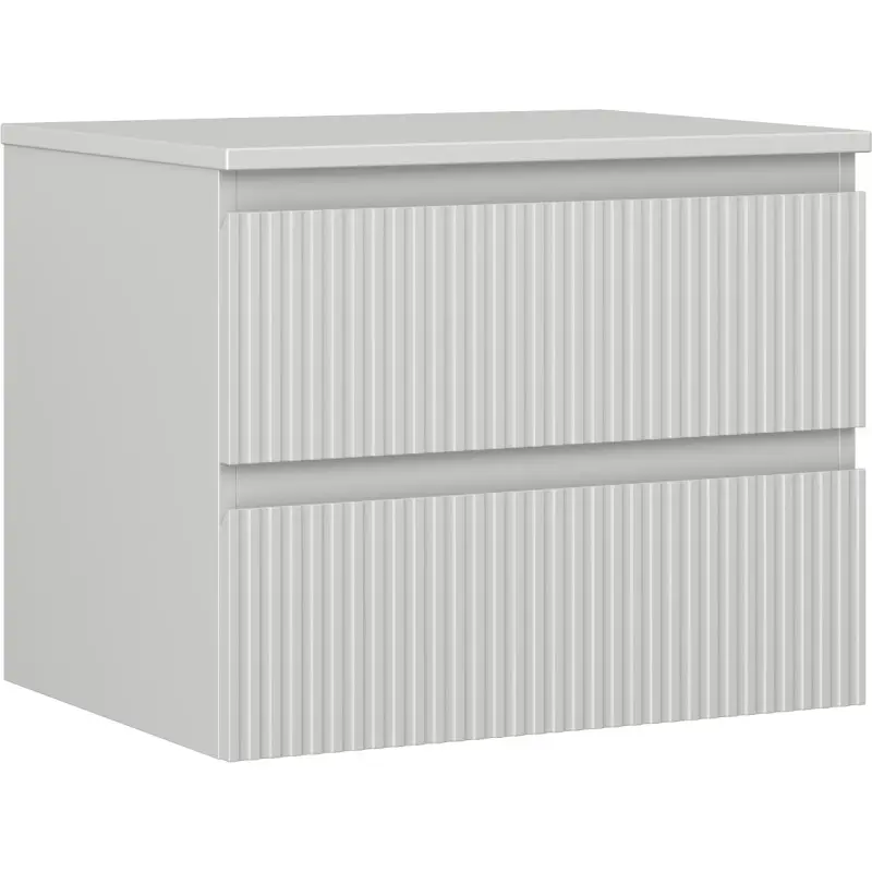 MEXEN/S Rivel koupelnová skříňka pod umyvadlo 60 cm s deskou, 2 zásuvky, reliéf , šedá mat 91A20-06047-2-BFFC62