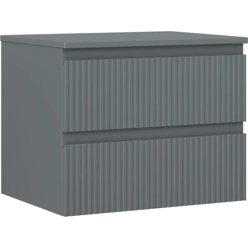 MEXEN/S Rivel koupelnová skříňka pod umyvadlo 60 cm s deskou, 2 zásuvky, reliéf , grafit mat 91A20-06047-2-BFFC66