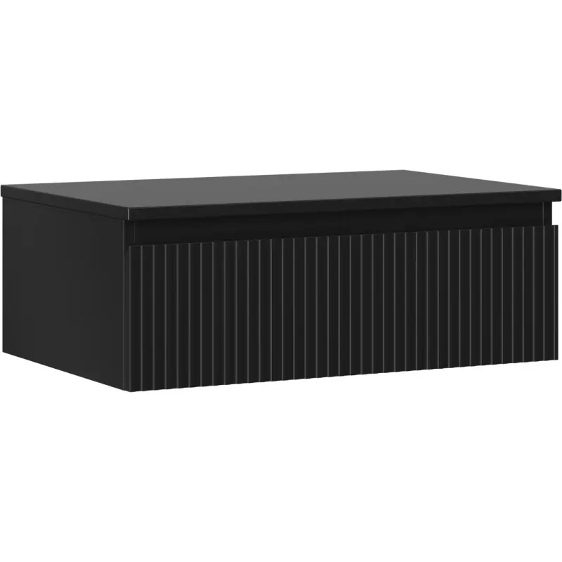 MEXEN/S Rivel koupelnová skříňka pod umyvadlo 70 cm s deskou, 1 šuplík, reliéf , černá mat 91A20-07023-1-BFC71