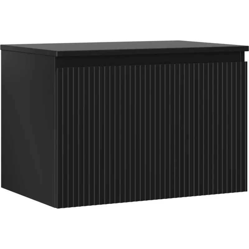 MEXEN/S Rivel koupelnová skříňka pod umyvadlo 70 cm s deskou, 1 šuplík, reliéf , černá mat 91A20-07047-1-BFC71