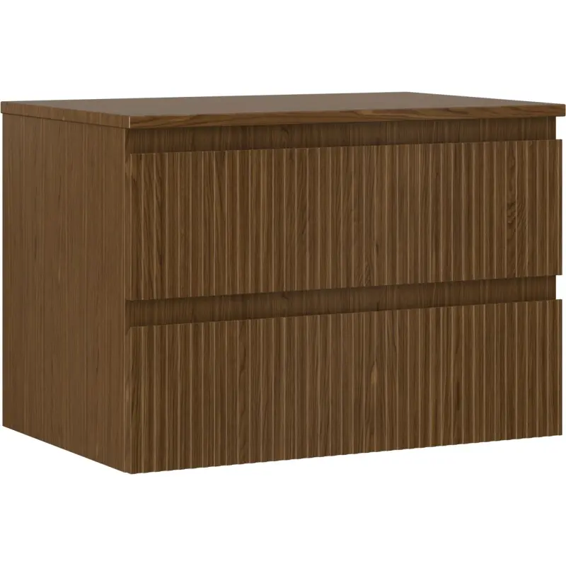 MEXEN/S Rivel koupelnová skříňka pod umyvadlo 70 cm s deskou, 2 zásuvky, reliéf , ořech 91A20-07047-2-BFFC86