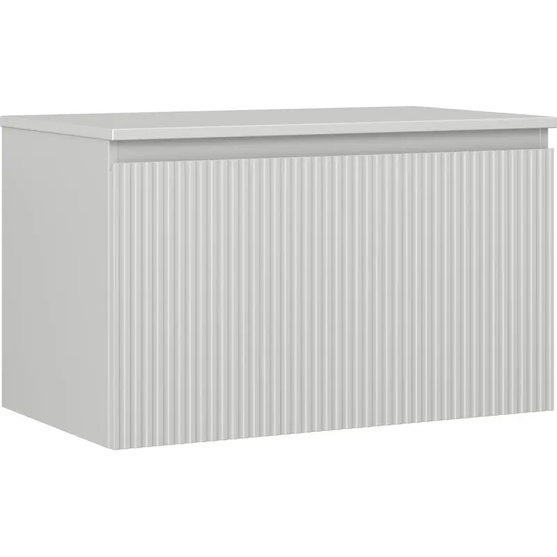MEXEN/S Rivel koupelnová skříňka pod umyvadlo 80 cm s deskou, 1 šuplík, reliéf , šedá mat 91A20-08047-1-BFC62