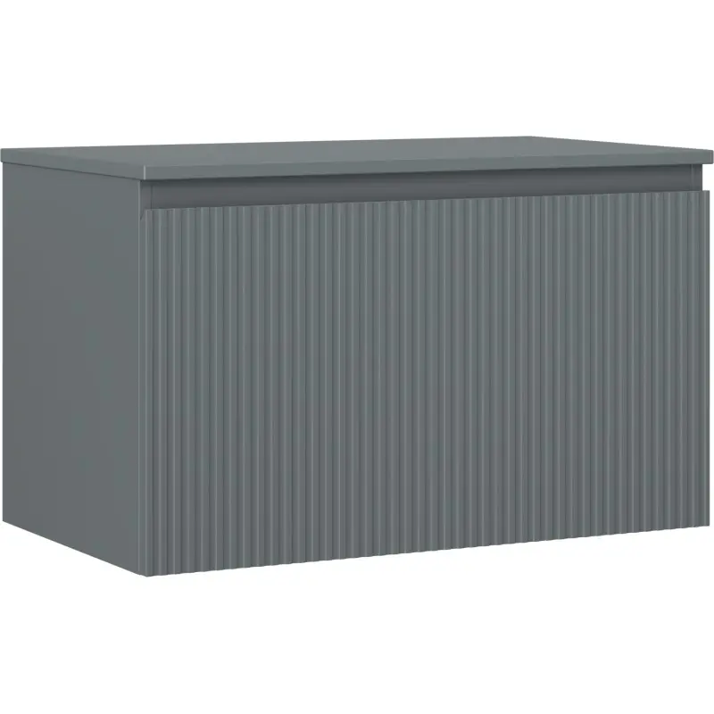 MEXEN/S Rivel koupelnová skříňka pod umyvadlo 80 cm s deskou, 1 šuplík, reliéf , grafit mat 91A20-08047-1-BFC66