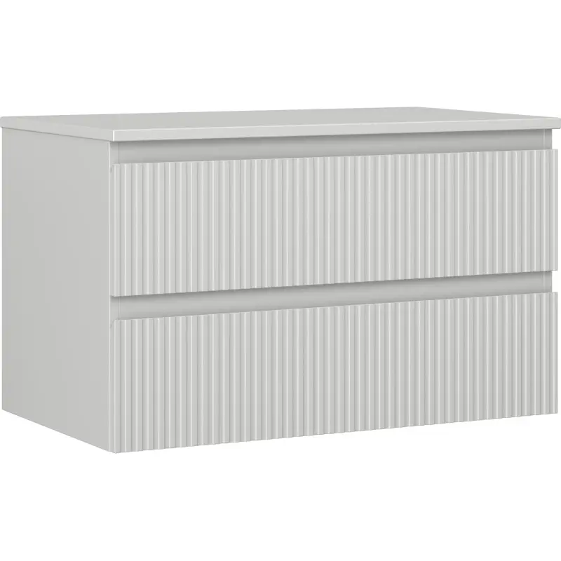 MEXEN/S Rivel koupelnová skříňka pod umyvadlo 80 cm s deskou, 2 zásuvky, reliéf , šedá mat 91A20-08047-2-BFFC62