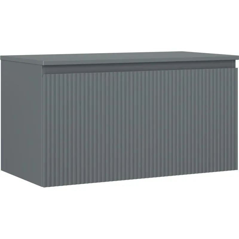 MEXEN/S Rivel koupelnová skříňka pod umyvadlo 90 cm s deskou, 1 šuplík, reliéf , grafit mat 91A20-09047-1-BFC66