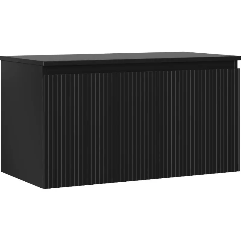 MEXEN/S Rivel koupelnová skříňka pod umyvadlo 90 cm s deskou, 1 šuplík, reliéf , černá mat 91A20-09047-1-BFC71