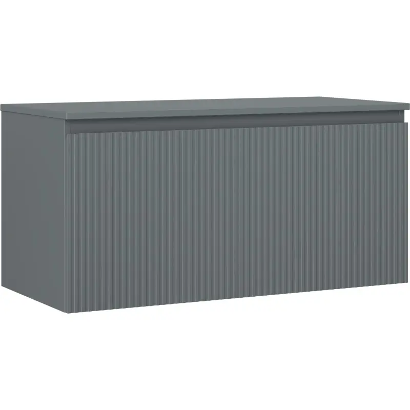 MEXEN/S Rivel koupelnová skříňka pod umyvadlo 100 cm s deskou, 1 šuplík, reliéf , grafit mat 91A20-10047-1-BFC66