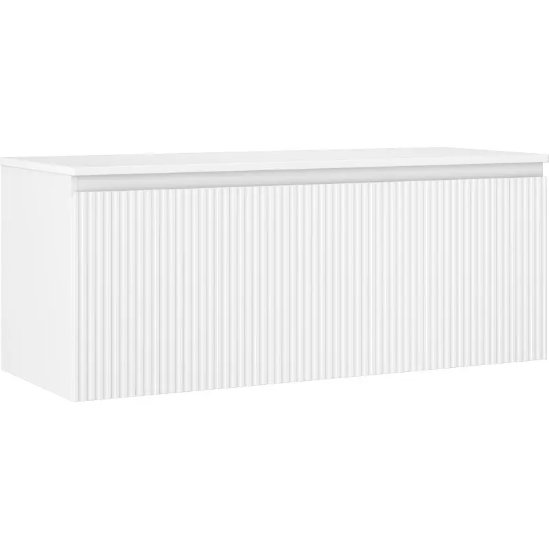 MEXEN/S Rivel koupelnová skříňka pod umyvadlo 120 cm s deskou, 1 šuplík, reliéf , bílá mat 91A20-12047-1-BFC01