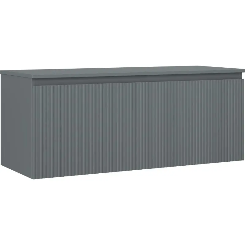 MEXEN/S Rivel koupelnová skříňka pod umyvadlo 120 cm s deskou, 1 šuplík, reliéf , grafit mat 91A20-12047-1-BFC66