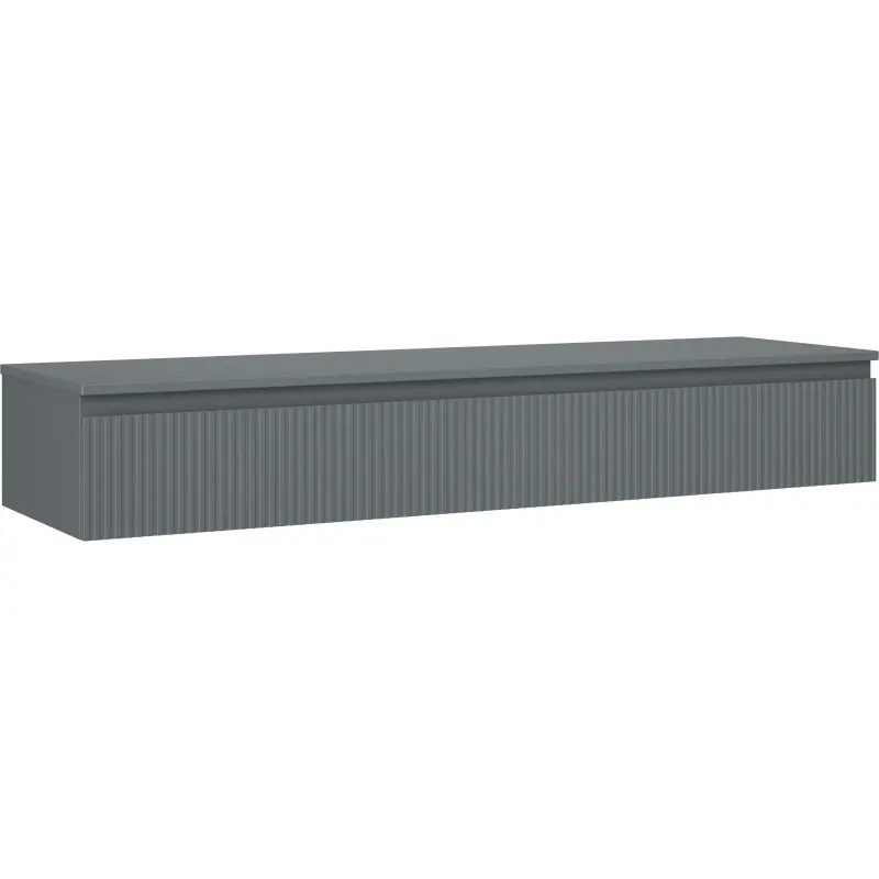 MEXEN/S Rivel koupelnová skříňka pod umyvadlo 160 cm s deskou, 1 šuplík, reliéf , grafit mat 91A20-16023-1-BFC66