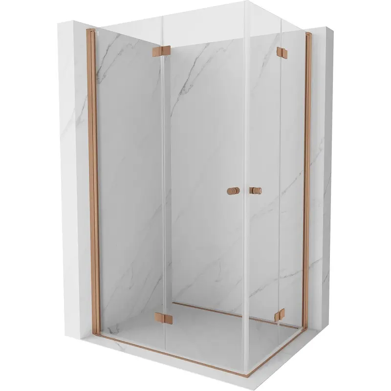 MEXEN/S Mist-F Duo sprchový kout skládací dveře levá 95 x 85, transparent, měď kartáčovaná 8A6-095L-085P-65-00