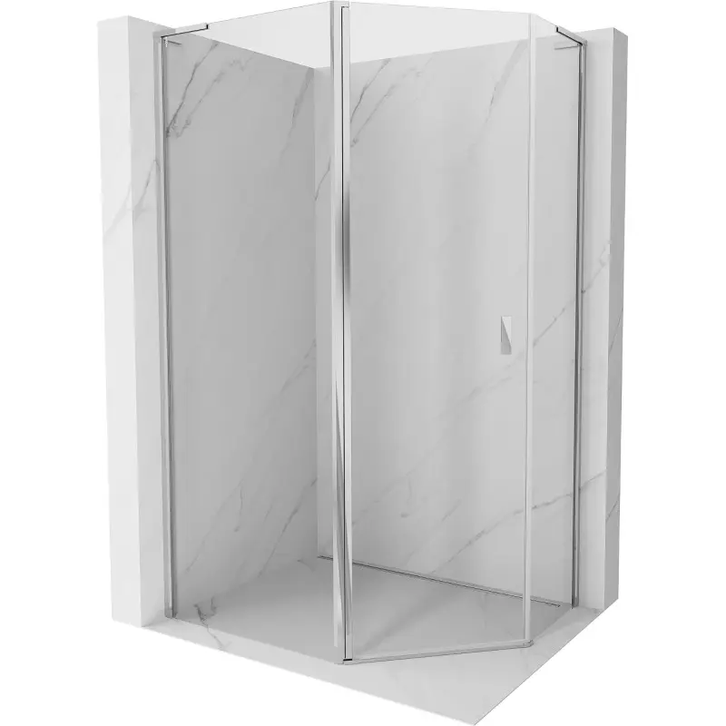 MEXEN/S Mist Lsprchový kout pětiboký křídlový asymetrický 90 x 80, transparent, chrom 8A8L-090-080-01-00