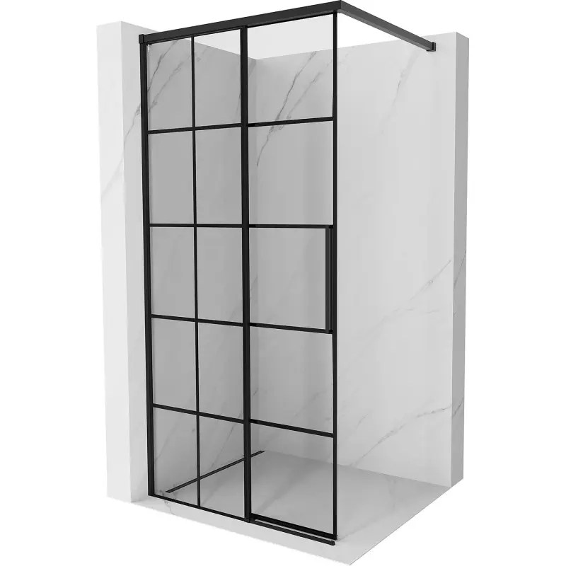 MEXEN/S Rox Sprchová zástěna WALK-IN levá 70 x 200, černá kratka 8 mm, černá 8C2-070-003-70-77-L