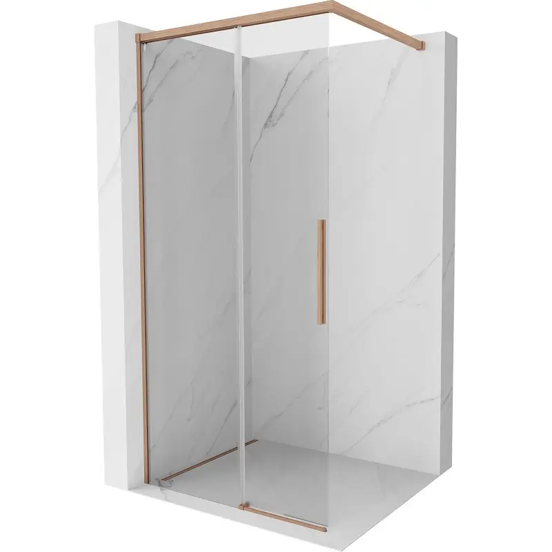 MEXEN/S Rox Sprchová zástěna WALK-IN 90 x 200, transparent 8 mm, měď kartáčovaná 8C2-090-003-65-00