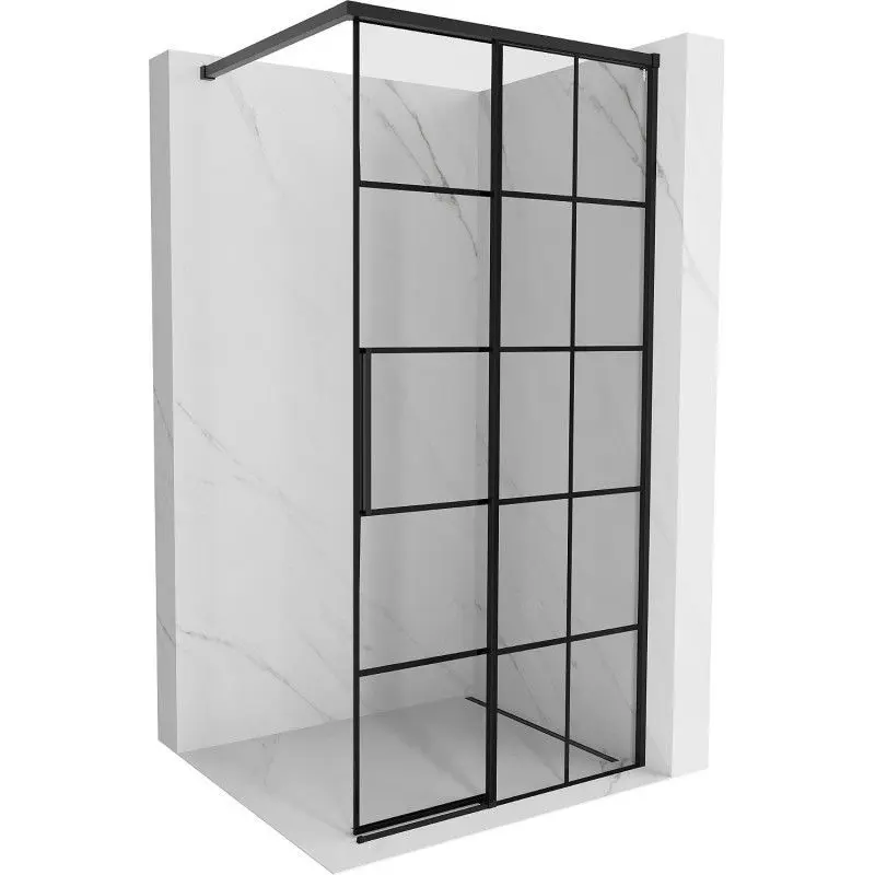 MEXEN/S Rox Sprchová zástěna WALK-IN pravá 115 x 200, černá kratka 8 mm, černá 8C2-115-003-70-77-P