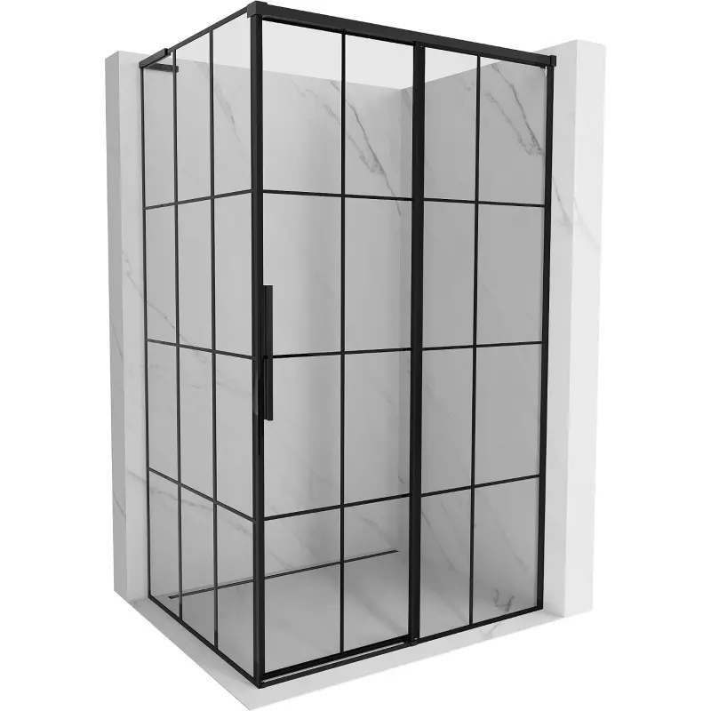 MEXEN/S Rox L sprchový kout posuvný pravá 90 x 95, černá kratka , černá 8C2L-090-095-70-77-P
