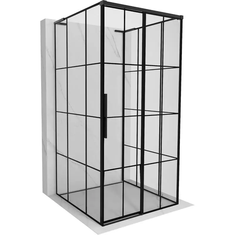 MEXEN/S Rox-3S L sprchový kout 3 stěnný , posuvný pravá 95 x 95, černá kratka, černá 8C2L-095-095-70-77-3S-P