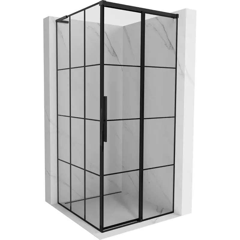 MEXEN/S Rox L sprchový kout posuvný pravá 95 x 95, černá kratka , černá 8C2L-095-095-70-77-P