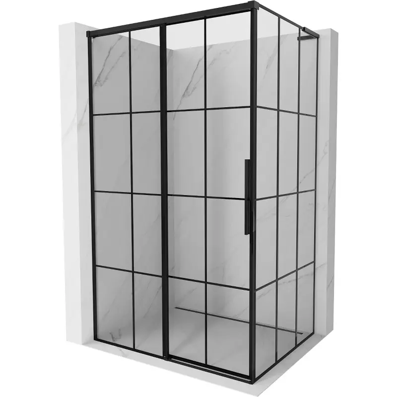 MEXEN/S Rox L sprchový kout posuvný levá 95 x 110, černá kratka , černá 8C2L-095-110-70-77-L