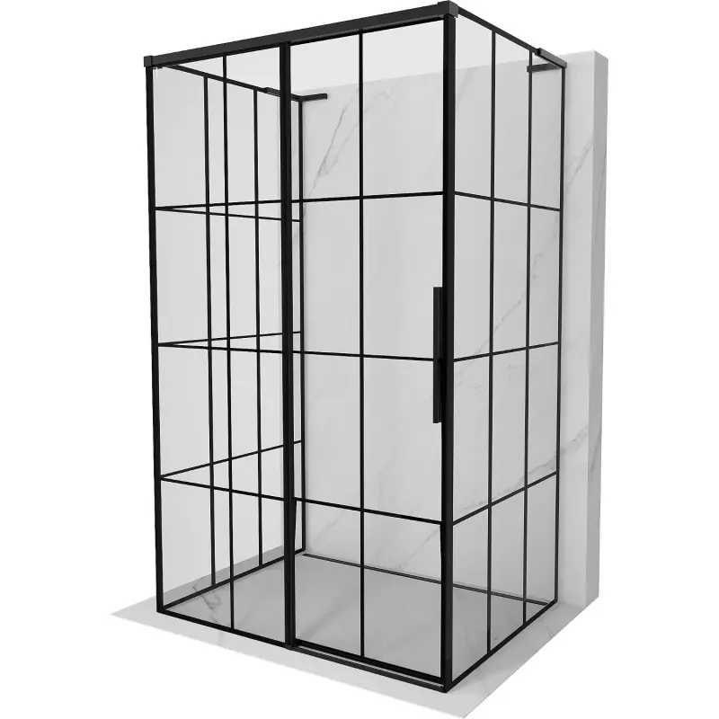 MEXEN/S Rox-3S L sprchový kout 3 stěnný , posuvný levá 125 x 110, černá kratka, černá 8C2L-125-110-70-77-3S-L