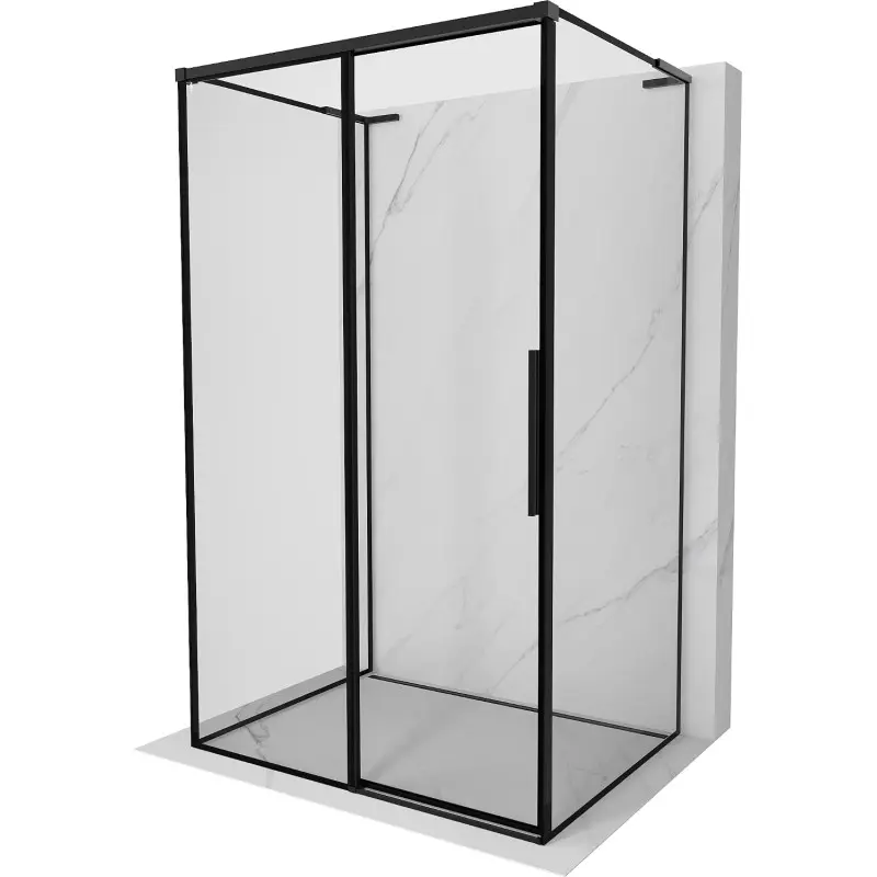 MEXEN/S Rox-3S L sprchový kout 3 stěnný , posuvný levá 155 x 80, černá okraj, černá 8C2L-155-080-70-70-3S-L