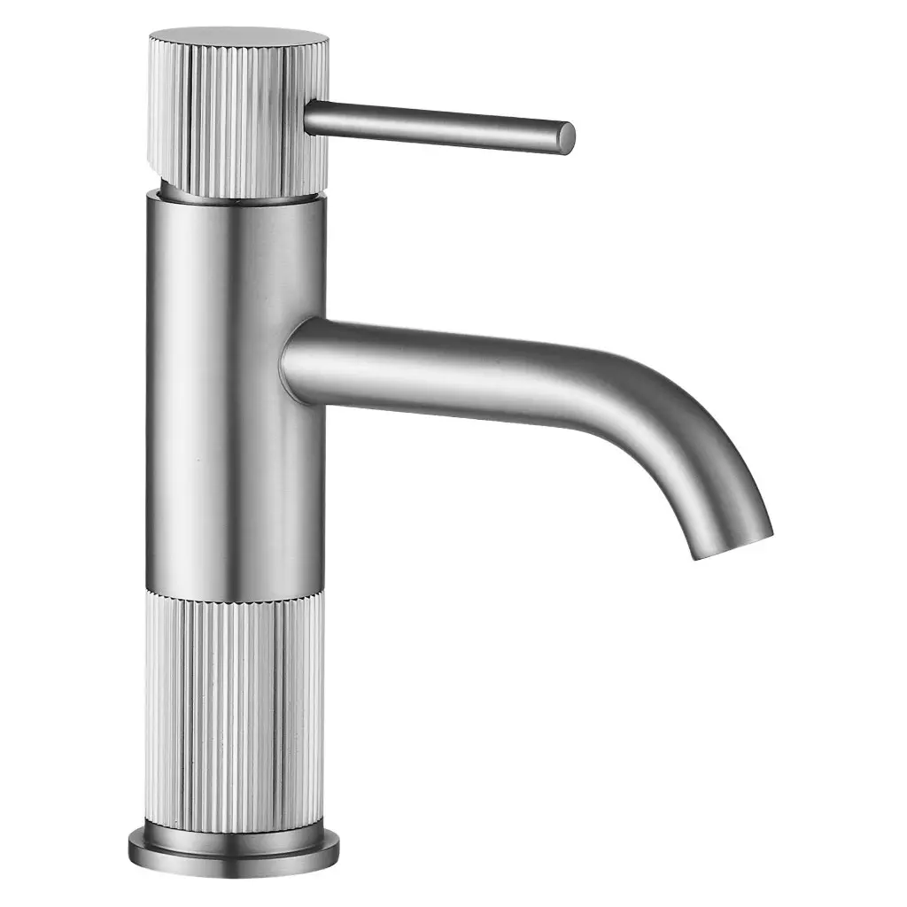 REA Umyvadlová baterie Lungo Stripe Brush Nickel Low REA-B8052