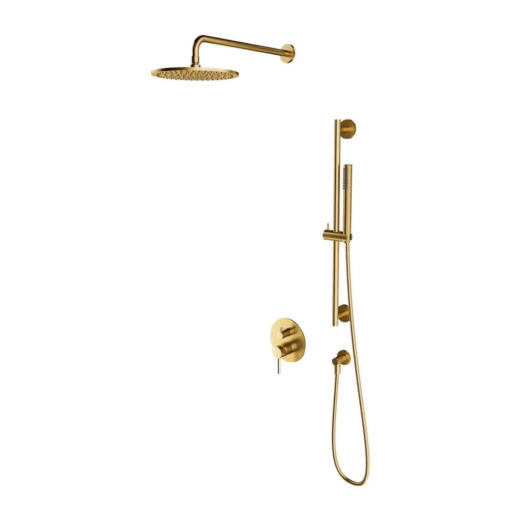 OMNIRES Y - Sprchový set s baterií pod omítku, s tělesem, průměr 25 cm, kartáčované zlato SYSY47GLB