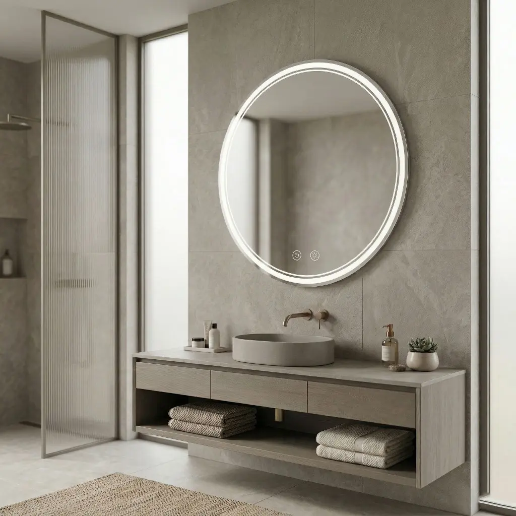 Rea Zrcadlo ⌀100 cm s vyhříváním a regulovatelným LED osvětlením HOM-00207