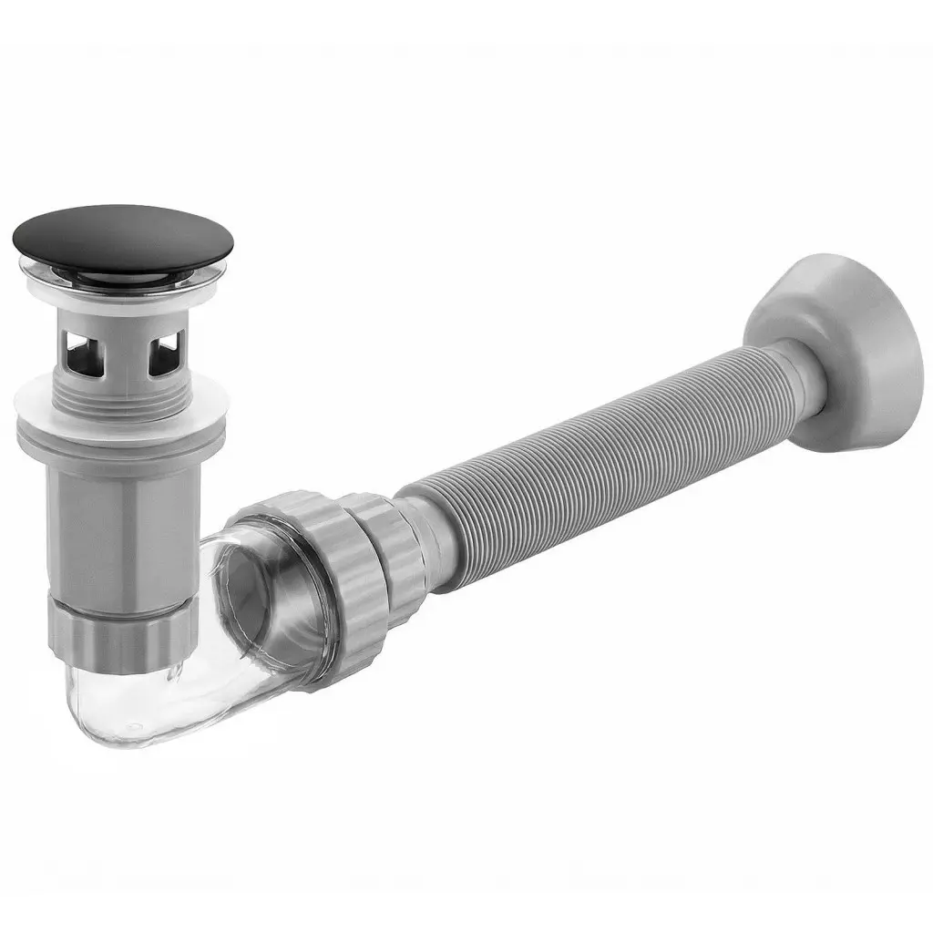 REA Umyvadlový sifon s univerzální výpustí click-clack Flow Black REA-A9492