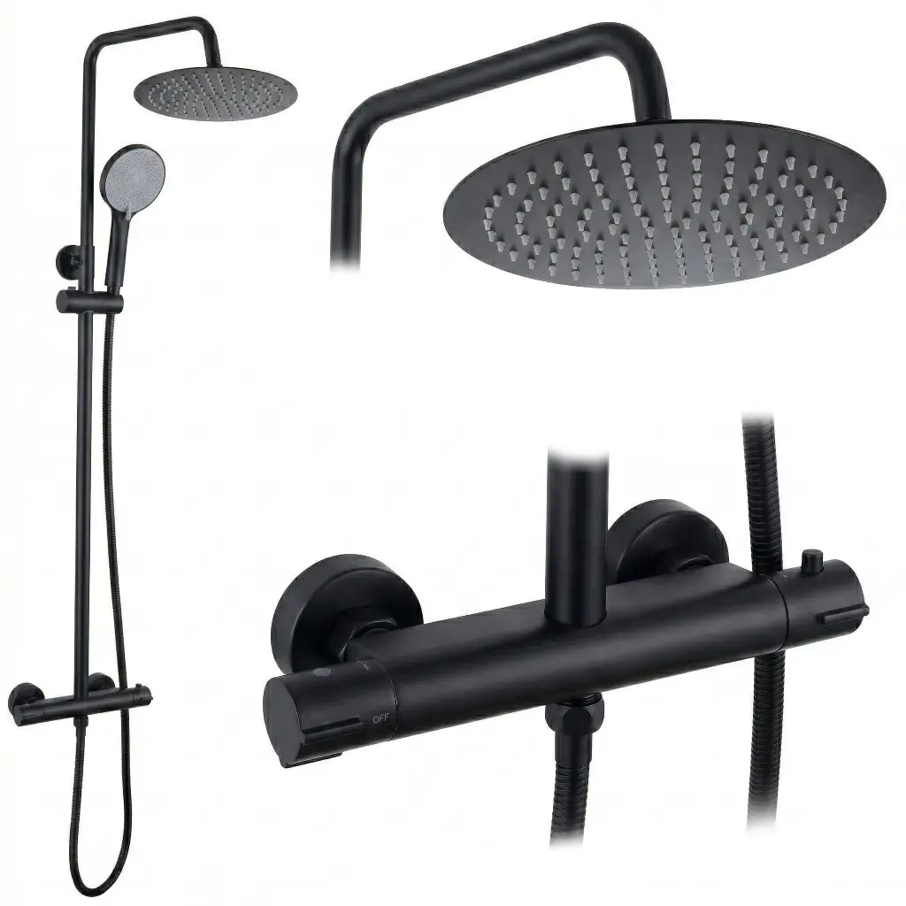 REA Sprchová sada bez výtoku s termostatem Lungo Black REA-P6733