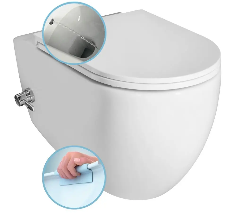 ISVEA INFINITY CLEANWASH závěsná WC mísa, integrovaná baterie a bidet. sprška, Rimless, 36,5x53cm, bílá 10NFS9217I