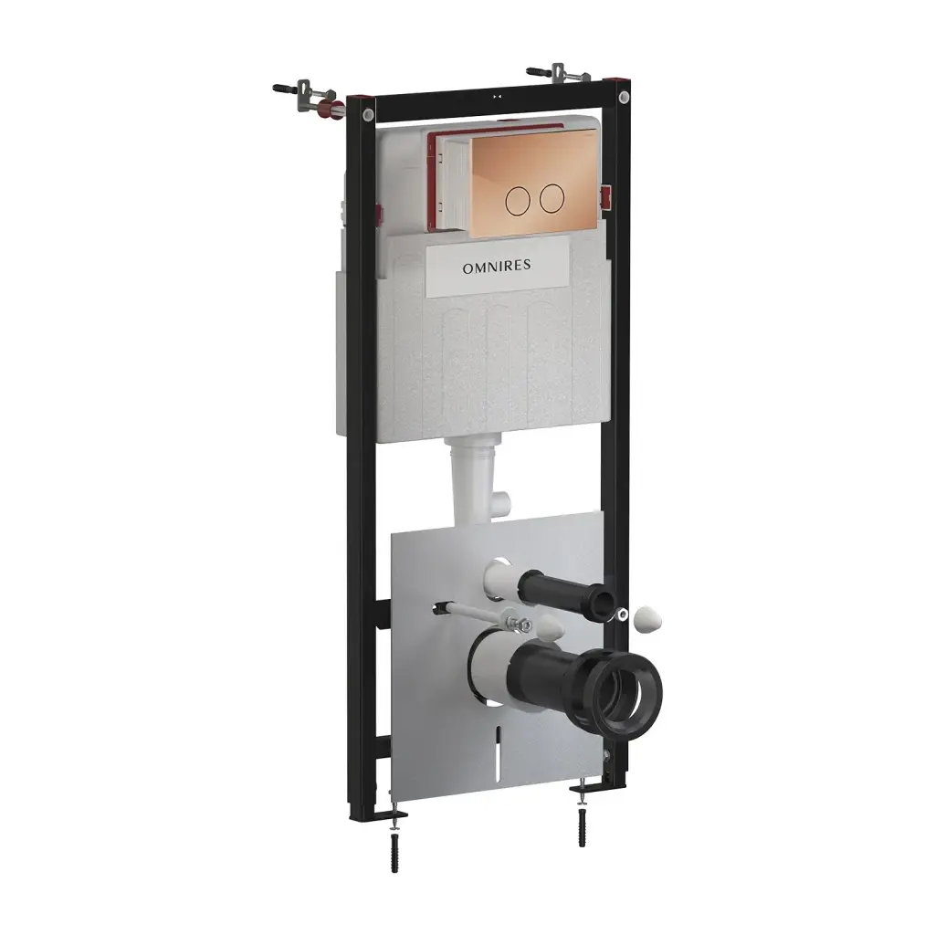 OMNIRES Set: STRONGFRAME podomítkový rám ECO + STEEL-R45 nerez tlačítko, měď lesk STFWCECO1R45-RCP