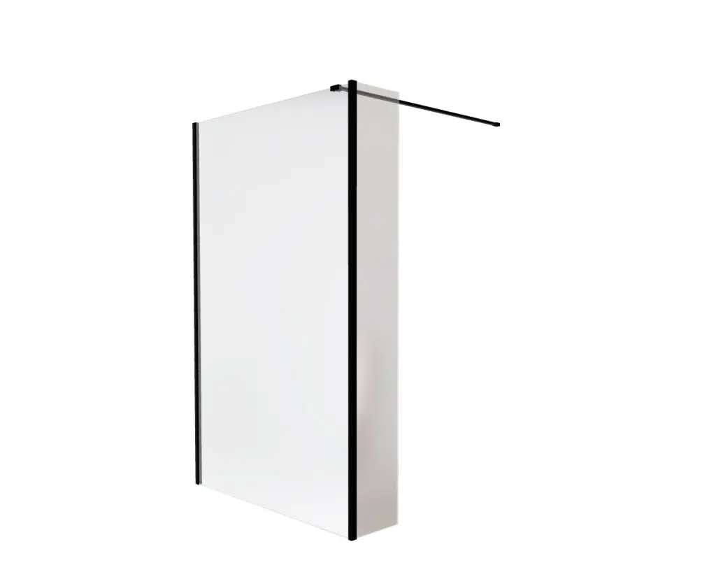 BESCO Walk-in sprchový kout AVEO BLACK s možností pevné boční stěny Barva rámu Černá, Pevná stěna 50 Rozměr A 90, Rozměr C 195, Výplň Čiré bezpečnostní sklo 8 mm BCAVEO90BL+BCAVEO50BL