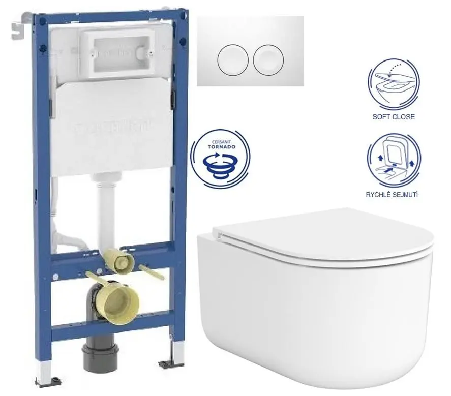 GEBERIT DuofixBasic s bílým tlačítkem DELTA21 + WC CERSANIT INTRO PRO OVAL /VÍROVÉ SPLACH/+ SEDÁTKO 458.103.00.2 21BI IR1