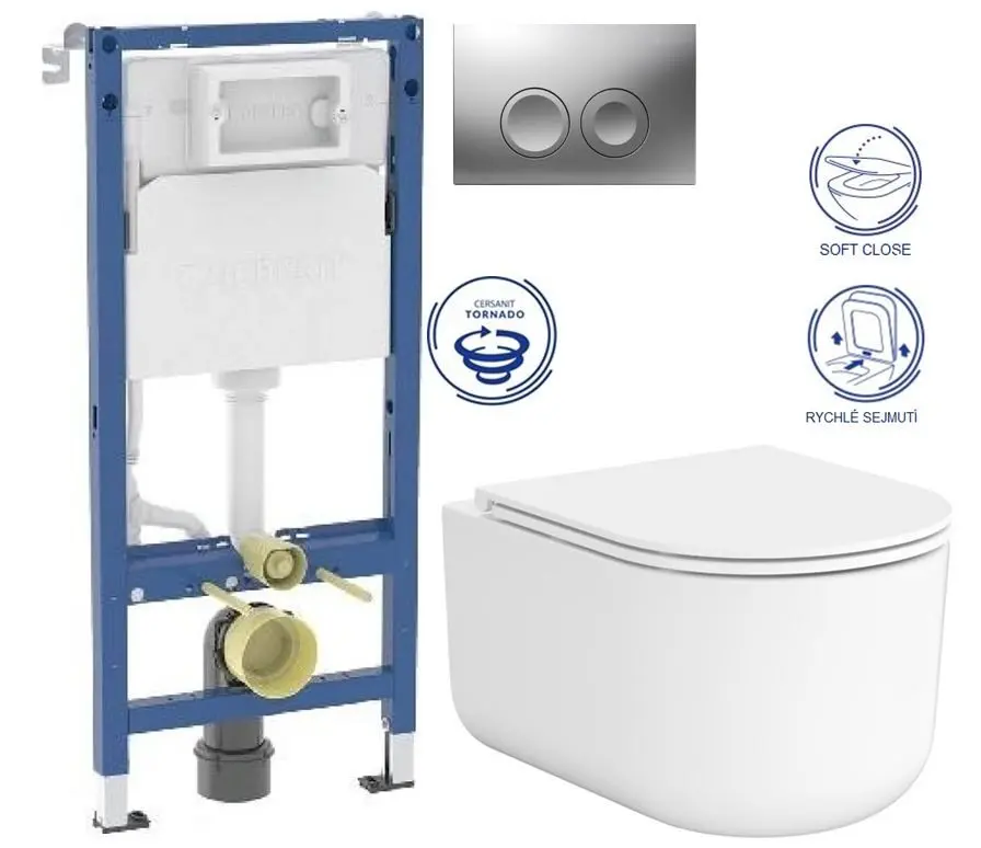 GEBERIT DuofixBasic s matným tlačítkem DELTA21 + WC CERSANIT INTRO PRO OVAL /VÍROVÉ SPLACH/+ SEDÁTKO 458.103.00.2 21MA IR1