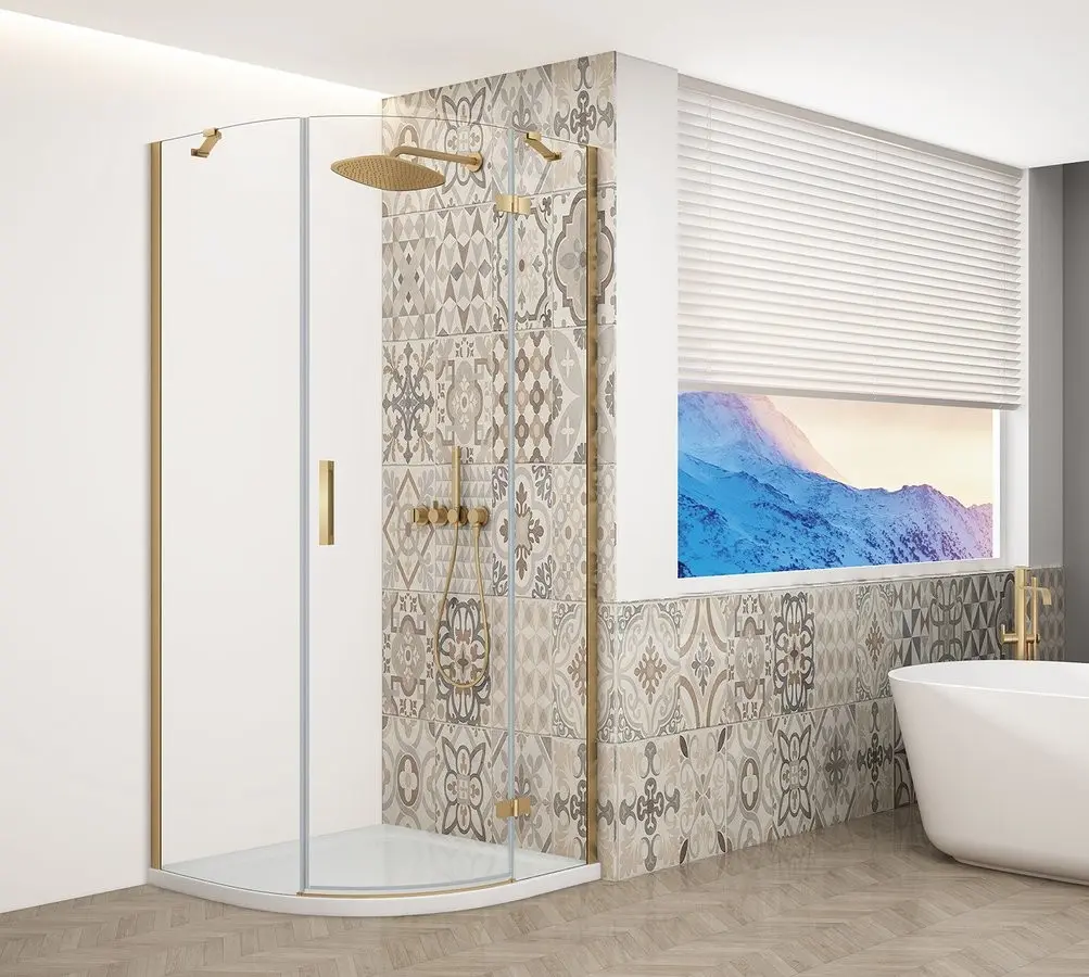 GELCO TRINITY GOLD čtvrtkruhový kout 900x900  pravý, čiré sklo, GT6590CR-G GT6590CR-G